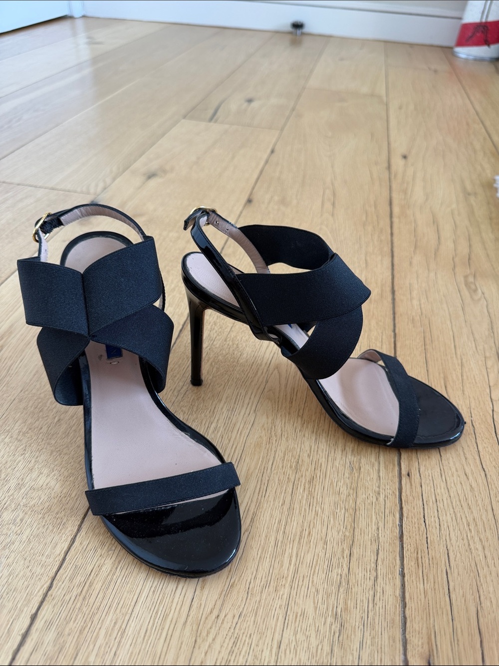 Stuart Weitzman Black Strappy High Heel Sandals